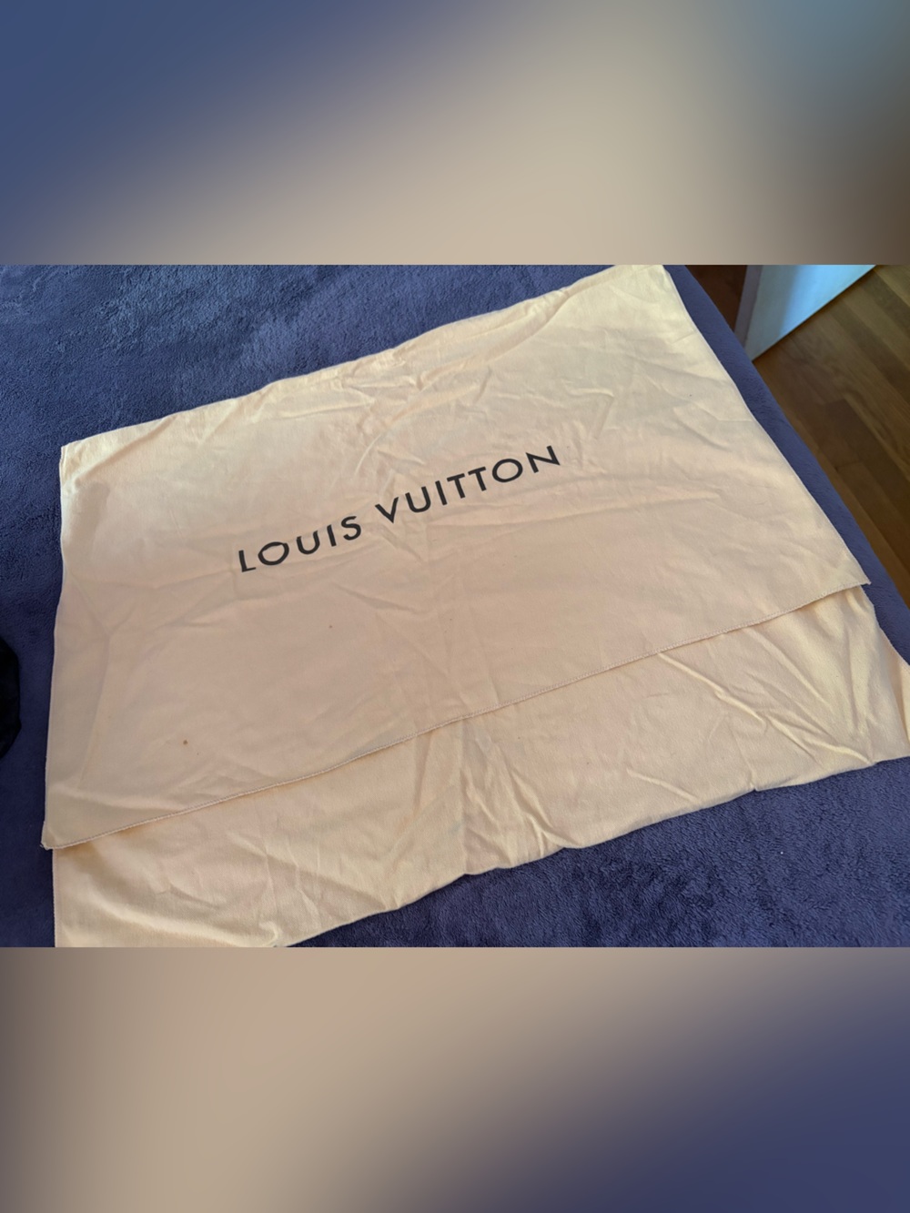 Louis Vuitton Cream Dust Bag with Black Logo